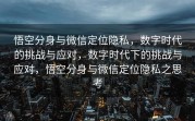 悟空分身与微信定位隐私，数字时代的挑战与应对，数字时代下的挑战与应对，悟空分身与微信定位隐私之思考