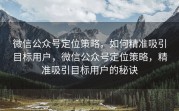 微信公众号定位策略，如何精准吸引目标用户，微信公众号定位策略，精准吸引目标用户的秘诀
