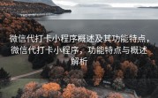微信代打卡小程序概述及其功能特点，微信代打卡小程序，功能特点与概述解析