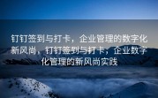 钉钉签到与打卡，企业管理的数字化新风尚，钉钉签到与打卡，企业数字化管理的新风尚实践