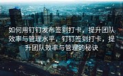 如何用钉钉发布签到打卡，提升团队效率与管理水平，钉钉签到打卡，提升团队效率与管理的秘诀