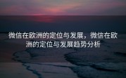 微信在欧洲的定位与发展，微信在欧洲的定位与发展趋势分析