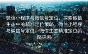 微信小程序与微信号定位,探索微信生态中的精准定位策略,微信小程序与微信号定位,微信生态精准定位策略探索