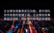 企业微信收集表定位功能，提升团队协作效率的关键工具，企业微信收集表定位功能，团队协作效率的关键提升工具