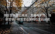 微信营销定位精准,策略与实践,微信营销,精准定位策略与实践探索