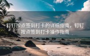 钉钉按点签到打卡的详细指南，钉钉按点签到打卡操作指南