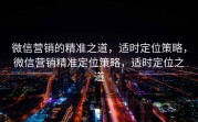 微信营销的精准之道，适时定位策略，微信营销精准定位策略，适时定位之道