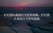 钉钉团队高效打卡签到攻略，钉钉团队高效打卡签到指南