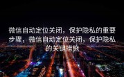 微信自动定位关闭，保护隐私的重要步骤，微信自动定位关闭，保护隐私的关键措施