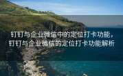 钉钉与企业微信中的定位打卡功能，钉钉与企业微信的定位打卡功能解析