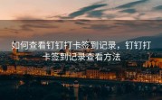 如何查看钉钉打卡签到记录，钉钉打卡签到记录查看方法