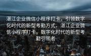 湛江企业微信小程序打卡，引领数字化时代的新型考勤方式，湛江企业微信小程序打卡，数字化时代的新型考勤引领者
