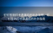 钉钉签到打卡遗漏后的补办攻略，钉钉签到打卡遗漏后的补办指南