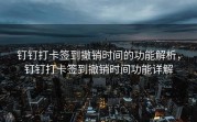 钉钉打卡签到撤销时间的功能解析，钉钉打卡签到撤销时间功能详解