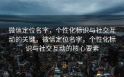 微信定位名字，个性化标识与社交互动的关键，微信定位名字，个性化标识与社交互动的核心要素