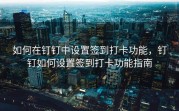如何在钉钉中设置签到打卡功能，钉钉如何设置签到打卡功能指南