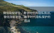 微信隐秘定位，数字时代的隐私挑战，微信隐秘定位，数字时代隐私保护的挑战