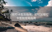 钉钉加班打卡签到指南，钉钉加班打卡签到攻略指南
