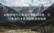 如何使用钉钉电话打卡签到功能，钉钉电话打卡签到功能使用指南