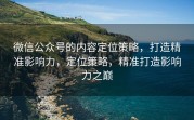微信公众号的内容定位策略,打造精准影响力,定位策略,精准打造影响力之巅