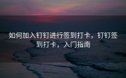 如何加入钉钉进行签到打卡，钉钉签到打卡，入门指南