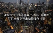 详解钉钉打卡签到导出功能，详解钉钉打卡签到导出功能操作指南