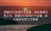 掌握钉钉签到打卡设置，轻松管理日常工作，掌握钉钉签到打卡设置，助力高效日常工作管理