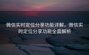 微信实时定位分享功能详解，微信实时定位分享功能全面解析