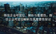 微信企业号定位，解析与重要性，微信企业号定位解析及其重要性探讨