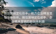 微信营销定位助手,助力企业精准营销的新伙伴,微信营销定位助手,企业精准营销的新伙伴利器