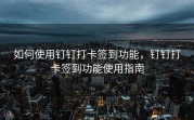 如何使用钉钉打卡签到功能，钉钉打卡签到功能使用指南