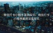 微信打卡小程序漏洞探究，微信打卡小程序漏洞深度探究