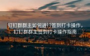 钉钉群群主如何进行签到打卡操作，钉钉群群主签到打卡操作指南