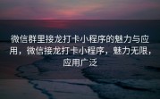 微信群里接龙打卡小程序的魅力与应用，微信接龙打卡小程序，魅力无限，应用广泛