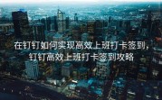 在钉钉如何实现高效上班打卡签到，钉钉高效上班打卡签到攻略