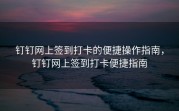 钉钉网上签到打卡的便捷操作指南，钉钉网上签到打卡便捷指南
