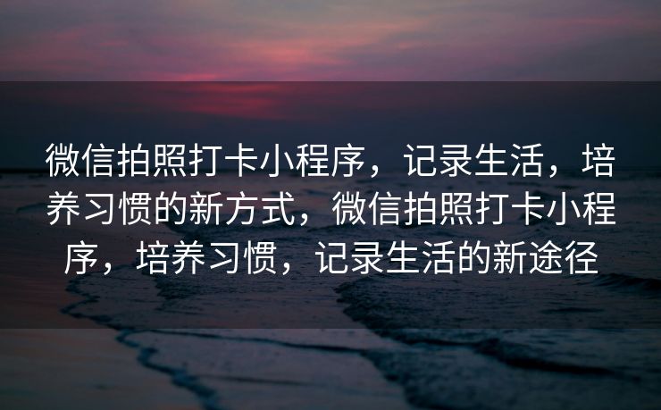 微信拍照打卡小程序，记录生活，培养习惯的新方式，微信拍照打卡小程序，培养习惯，记录生活的新途径
