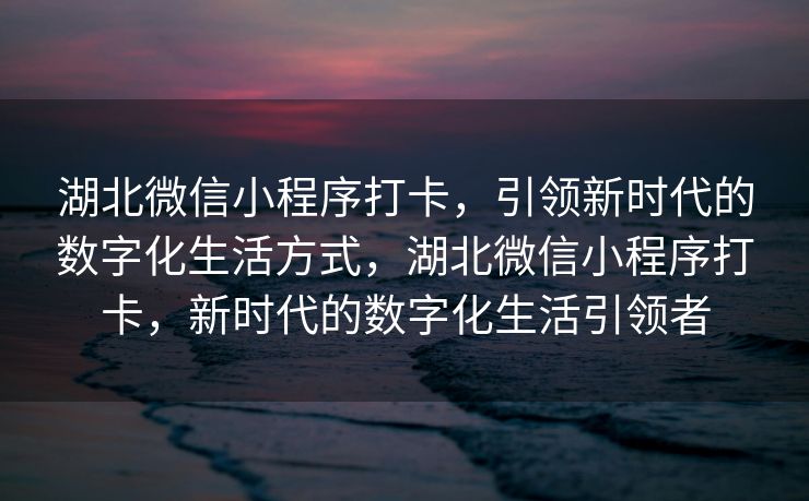 湖北微信小程序打卡，引领新时代的数字化生活方式，湖北微信小程序打卡，新时代的数字化生活引领者