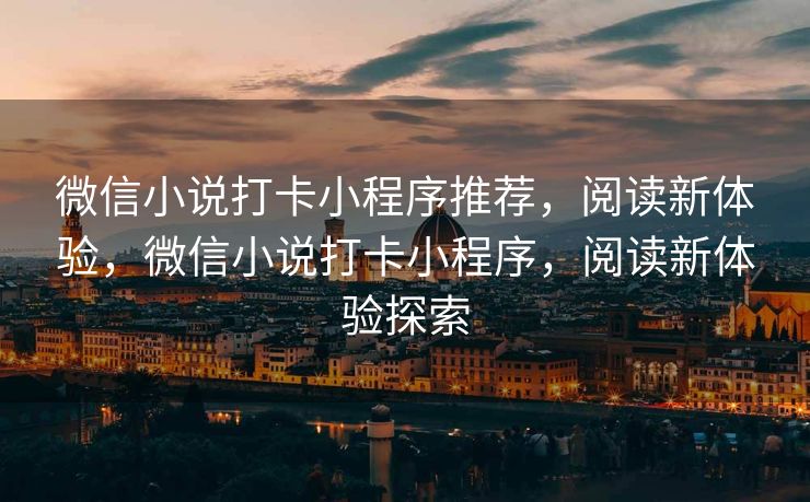 微信小说打卡小程序推荐，阅读新体验，微信小说打卡小程序，阅读新体验探索