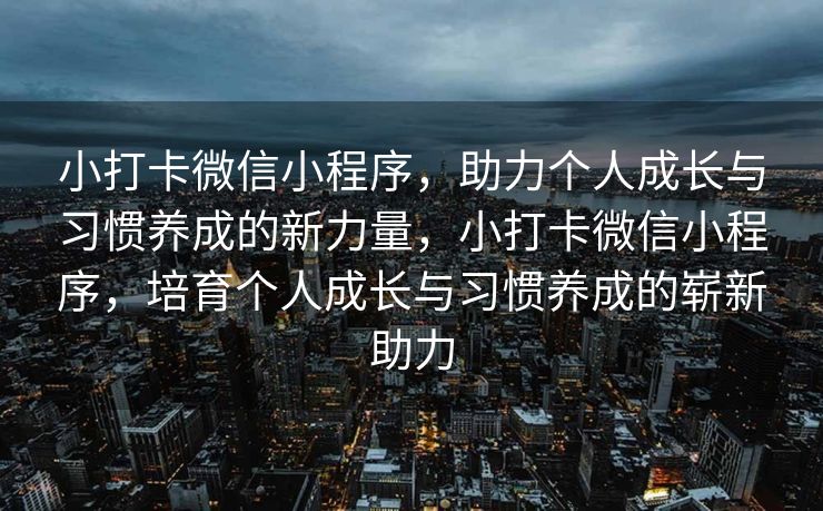 小打卡微信小程序，助力个人成长与习惯养成的新力量，小打卡微信小程序，培育个人成长与习惯养成的崭新助力