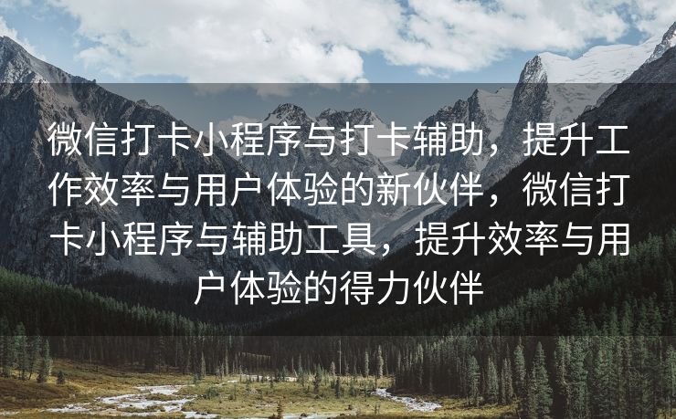 微信打卡小程序与打卡辅助，提升工作效率与用户体验的新伙伴，微信打卡小程序与辅助工具，提升效率与用户体验的得力伙伴