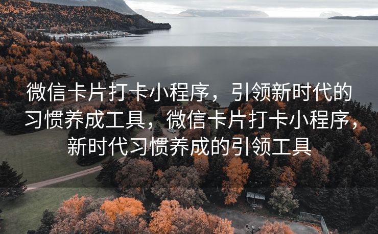 微信卡片打卡小程序，引领新时代的习惯养成工具，微信卡片打卡小程序，新时代习惯养成的引领工具