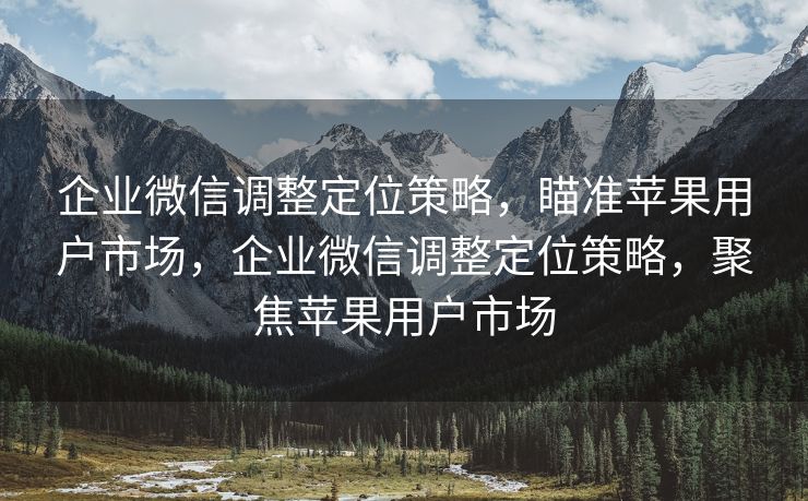 企业微信调整定位策略，瞄准苹果用户市场，企业微信调整定位策略，聚焦苹果用户市场