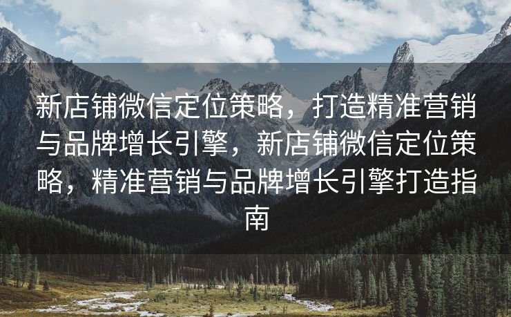 新店铺微信定位策略，打造精准营销与品牌增长引擎，新店铺微信定位策略，精准营销与品牌增长引擎打造指南