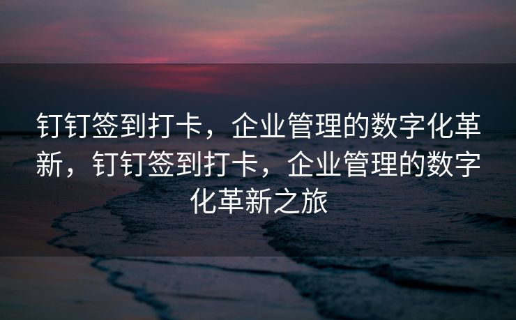 钉钉签到打卡，企业管理的数字化革新，钉钉签到打卡，企业管理的数字化革新之旅