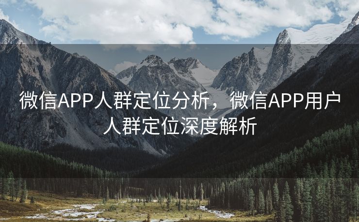 微信APP人群定位分析,微信APP用户人群定位深度解析 微信APP人群定位分析,微信APP用户人群定位深度解析