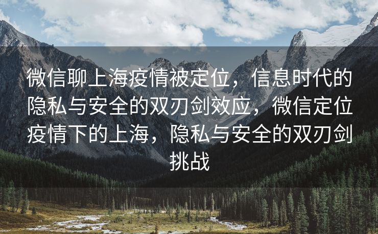 微信聊上海疫情被定位，信息时代的隐私与安全的双刃剑效应，微信定位疫情下的上海，隐私与安全的双刃剑挑战